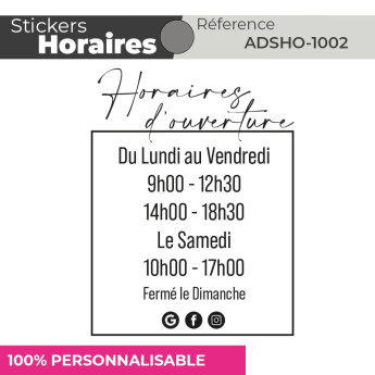 Stickers | HORAIRES | Adhésif Découpé Vitrophanie | 48h