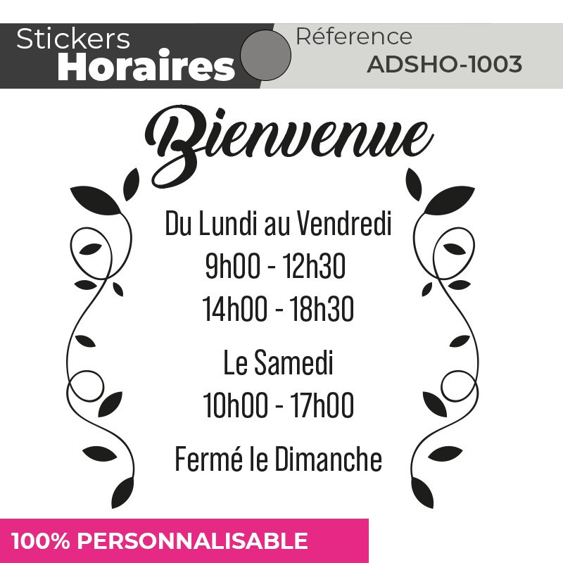 Stickers | HORAIRES | Adhésif Découpé Vitrophanie | 48h