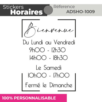 Stickers | HORAIRES | Adhésif Découpé Vitrophanie | 48h