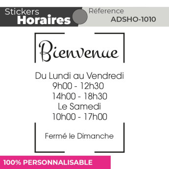 Stickers | HORAIRES | Adhésif Découpé Vitrophanie | 48h