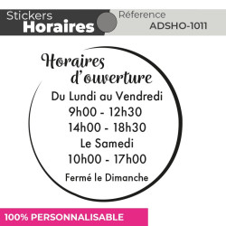 Stickers | HORAIRES | Adhésif Découpé Vitrophanie | 48h