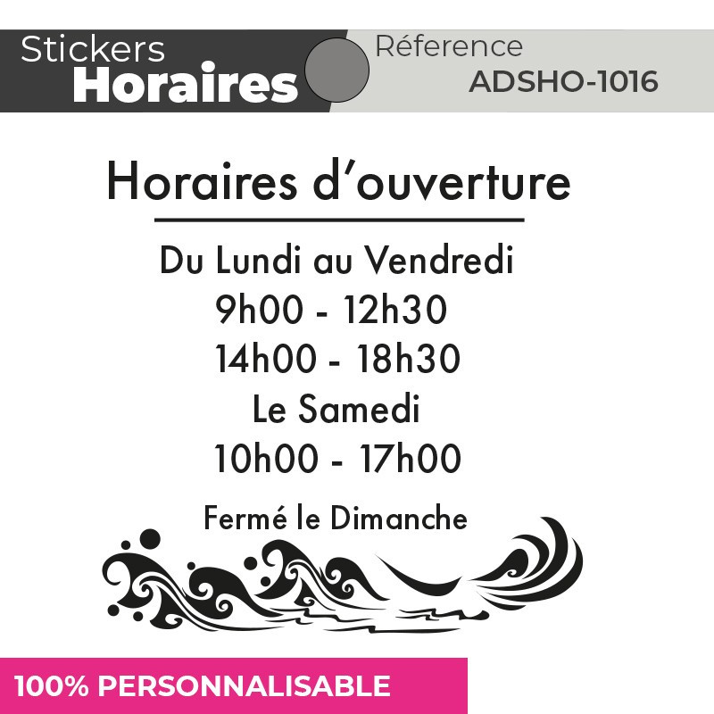 Stickers | HORAIRES | Adhésif Découpé Vitrophanie | 48h
