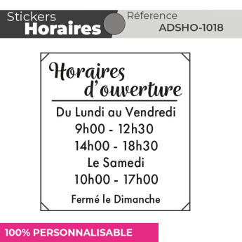 Stickers | HORAIRES | Adhésif Découpé Vitrophanie | 48h