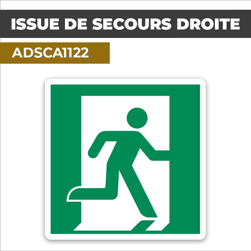 Autocollant ISSUE DE SECOURS DROITE | Sortie de secours
