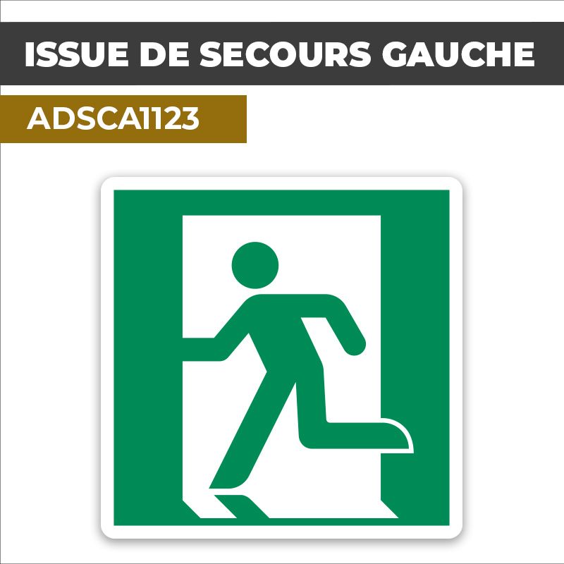 Autocollant ISSUE DE SECOURS GAUCHE | Sortie de secours