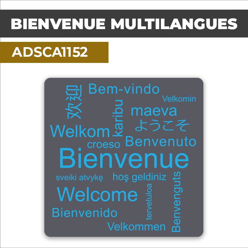 Autocollant BIENVENUE MULTILANGUES | Accueil et politesse