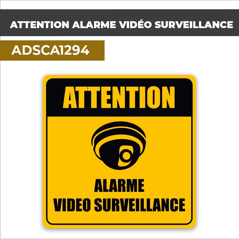 Autocollant ATTENTION ALARME VIDÉO SURVEILLANCE | Alarmes
