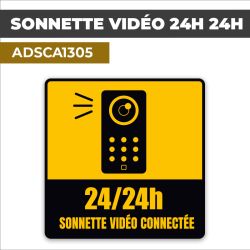 Autocollant SONNETTE VIDÉO 24H 24H | Vidéo surveillance