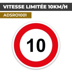 Autocollant | VITESSE LIMITÉE 10KM/H | Format Rond