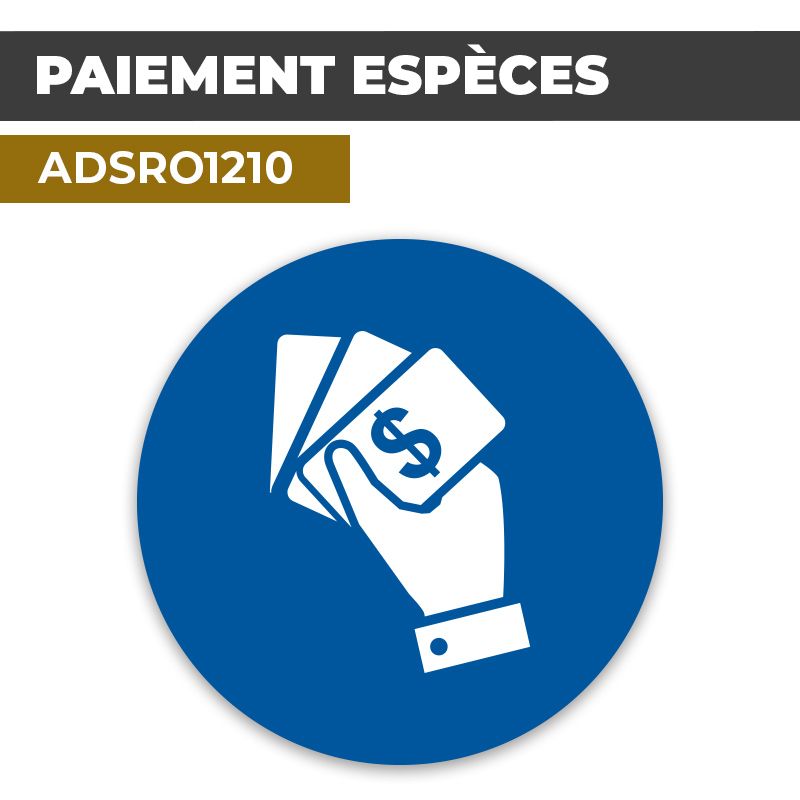 Autocollant | PAIEMENT ESPECE DOLLAR Blanc | Format Rond