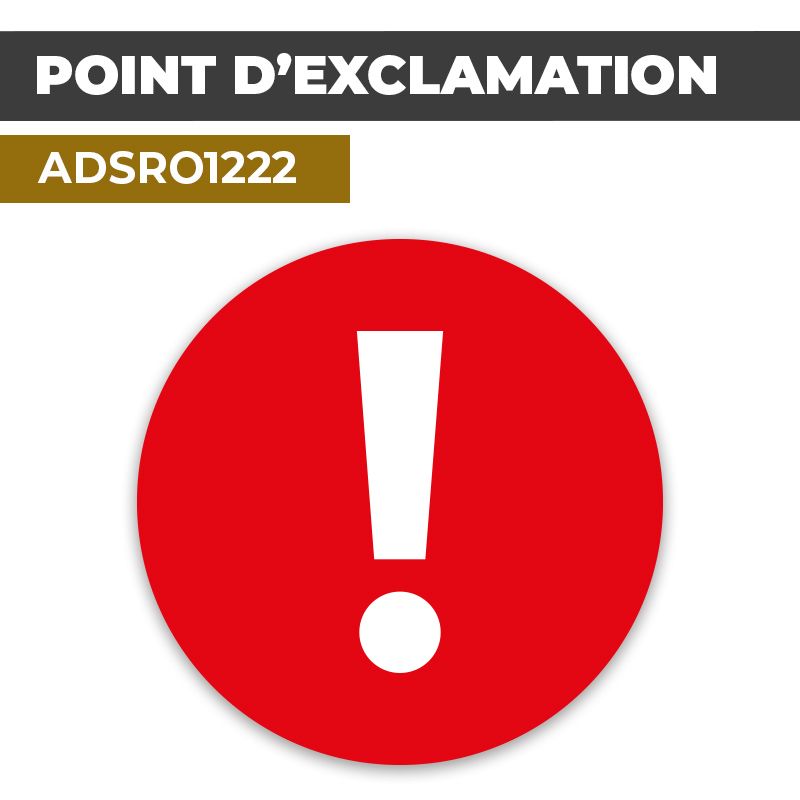 Autocollant | POINT EXCLAMATION Fond Rouge | Format Rond