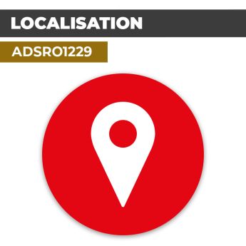 Autocollant | POSITION ICI Fond Rouge | Format Rond