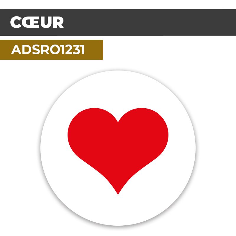 Autocollant | COEUR Rouge | Format Rond