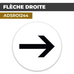 Autocollant | FLECHE Droite Noir | Format Rond