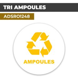 Autocollant | RECYCLAGE AMPOULES Jaune | Format Rond