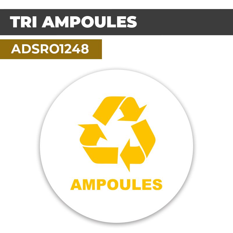 Autocollant | RECYCLAGE AMPOULES Jaune | Format Rond