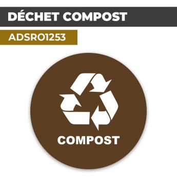 Autocollant | RECYCLAGE COMPOST Fond Marron | Format Rond