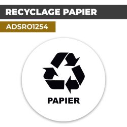 Autocollant | RECYCLAGE PAPIER Noir | Format Rond
