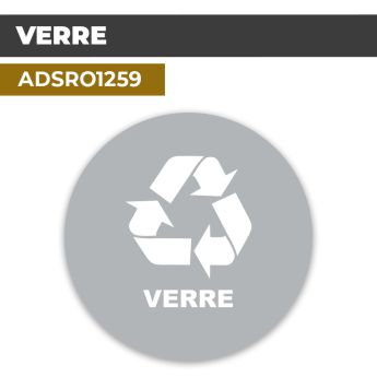 Autocollant| RECYCLAGE VERRE Fond Gris | Format Rond