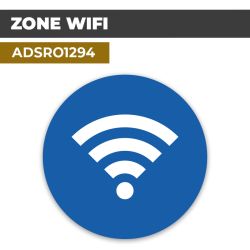 Autocollant | ZONE WIFI Fond Bleu | Format Rond