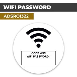 Autocollant | ICI WIFI CODE Noir | Format Rond