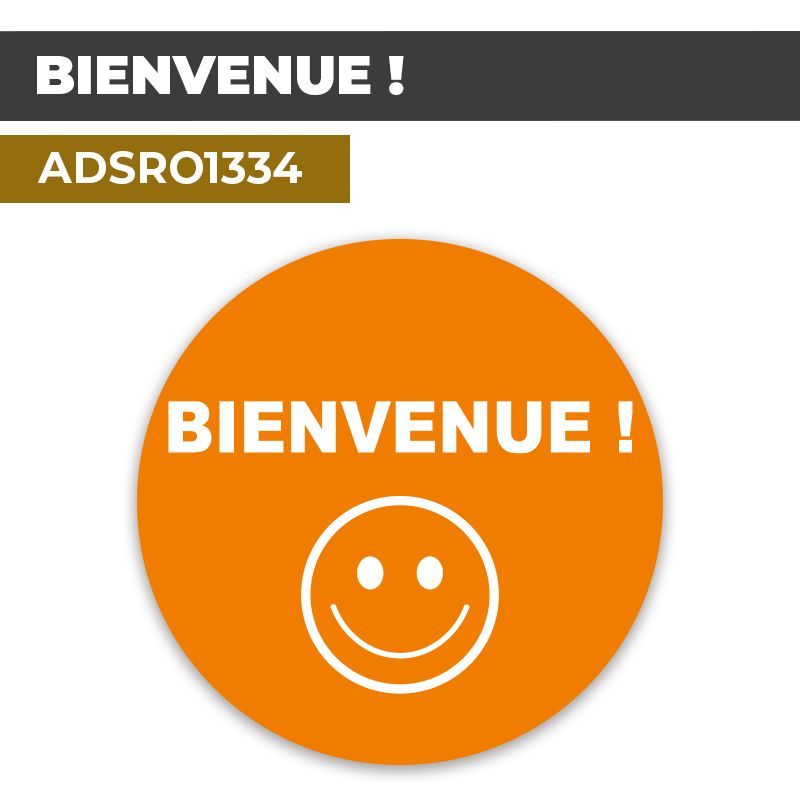 Autocollant | BIENVENUE Fond Orange | Format Rond