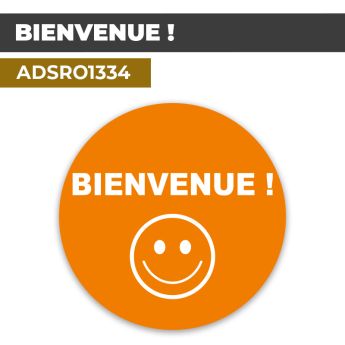 Autocollant | BIENVENUE Fond Orange | Format Rond