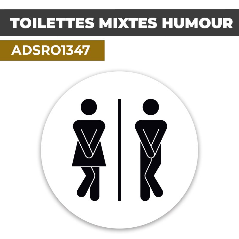 Autocollant | WC MIXTE HUMOUR fond blanc| Format Rond
