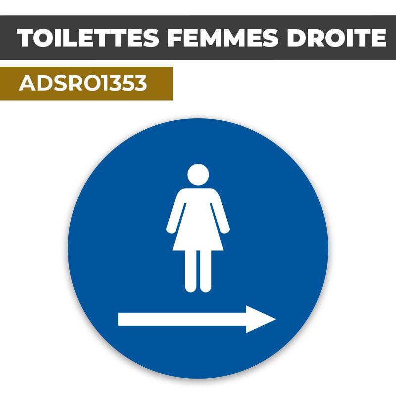 Autocollant | WC FEMMES D. Fond bleu | Format Rond