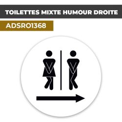 Autocollant | WC MIXTE HUMOUR D. Fond blanc| Format Rond
