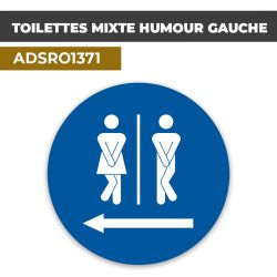 Autocollant | WC MIXTE HUMOUR G. Fond bleu | Format Rond