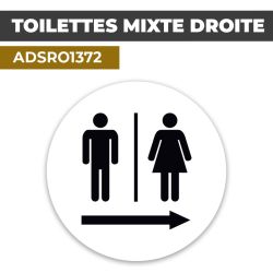 Autocollant | WC MIXTE DROITE Fond blanc | Format Rond