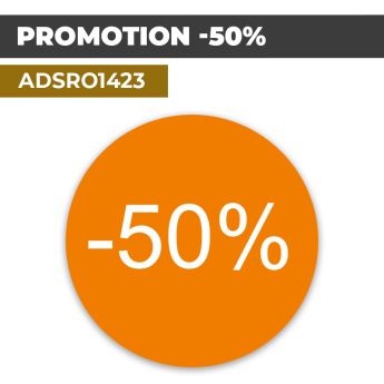 Autocollant | promo -50% Fond orange | Format Rond