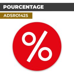 Autocollant | SIGNE POUR CENT Fond rouge | Format Rond