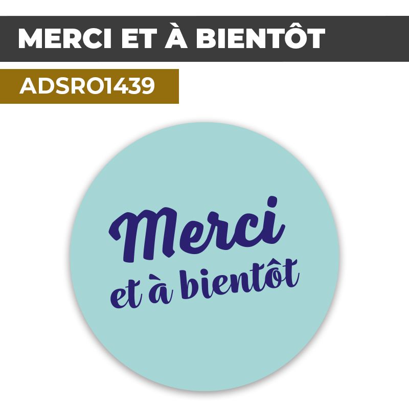 Autocollant | MERCI ET À BIENTOT Fond turquoise | Format Rond