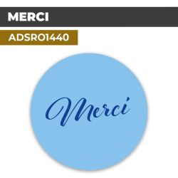 Autocollant | MERCI Fond bleu | Format Rond