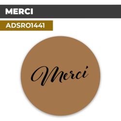 Autocollant | MERCI Fond marron | Format Rond