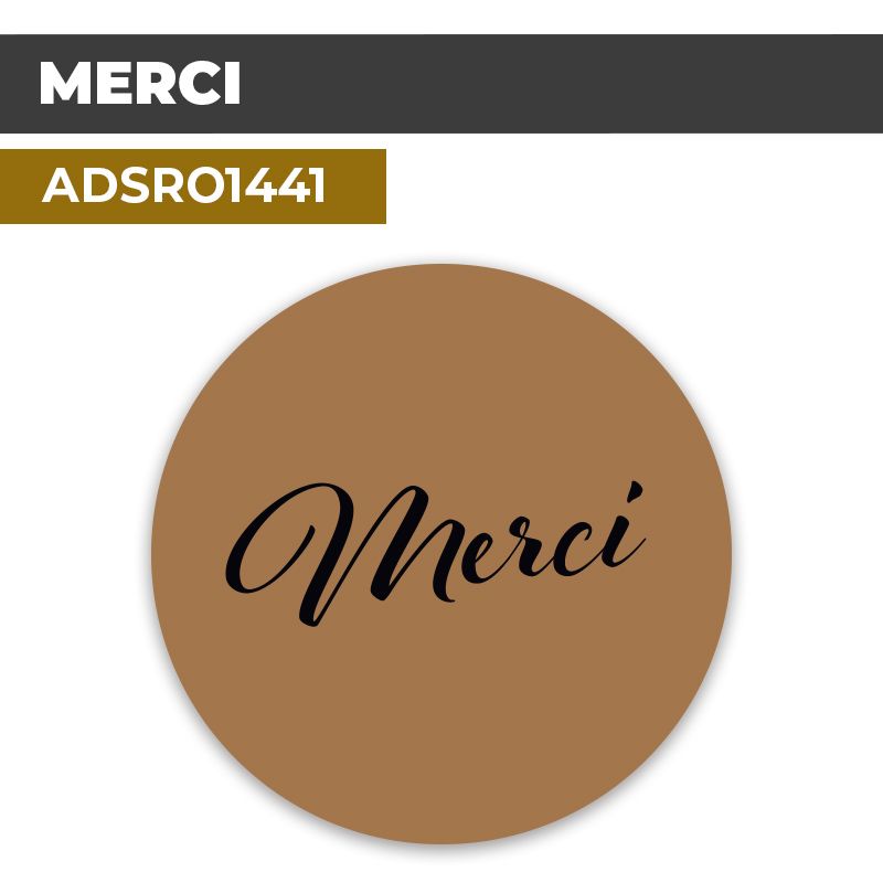 Autocollant | MERCI Fond marron | Format Rond