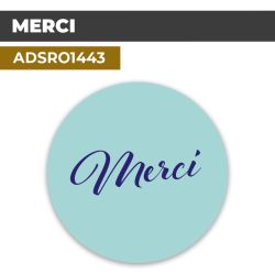 Autocollant | MERCI Fond turquoise | Format Rond