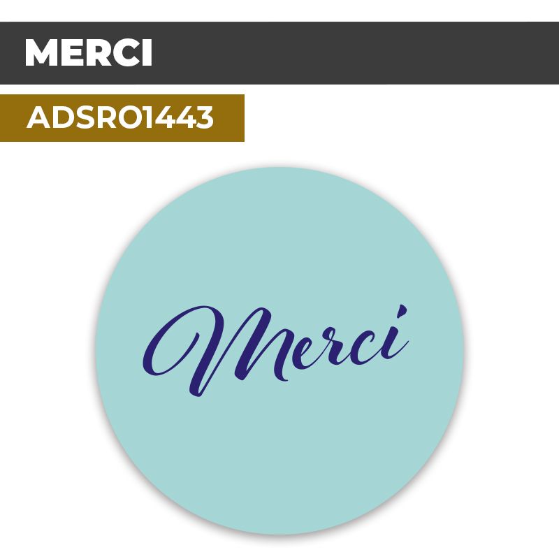 Autocollant | MERCI Fond turquoise | Format Rond