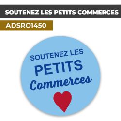 Autocollant | MESSAGE COMMERCANTS Fond bleu| Format Rond