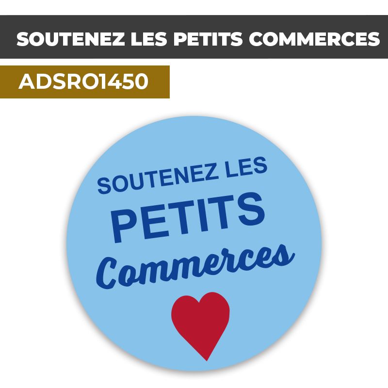 Autocollant | MESSAGE COMMERCANTS Fond bleu| Format Rond