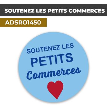 Autocollant | MESSAGE COMMERCANTS Fond bleu| Format Rond