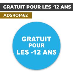 Autocollant | GRATUIT POUR LES -12 ANS Fond bleu | Format Rond