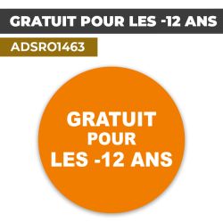 Autocollant | GRATUIT POUR LES -12 ANS Fond orange | Format Rond