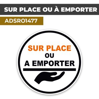 Autocollant | SUR PLACE OU À EMPORTER orange | Format Rond