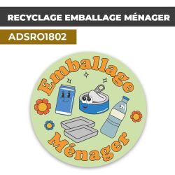 Autocollant RECYCLAGE EMBALLAGE MÉNAGER | Recyclage et Tri Sélectif
