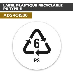 Autocollant LABEL PLASTIQUE RECYCLABLE PS TYPE 6 | Certifications et Labels