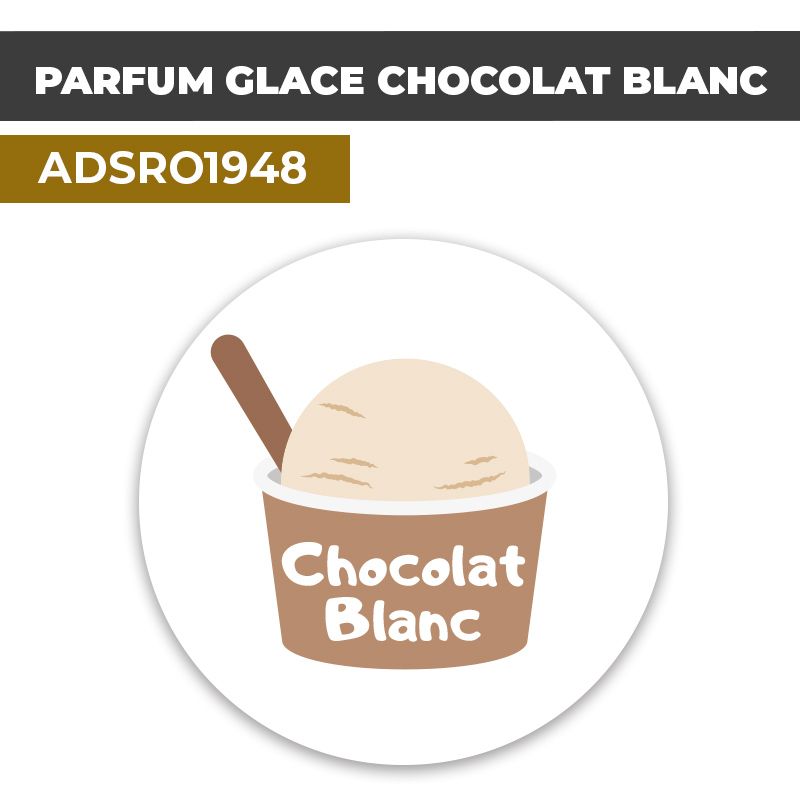 Autocollant PARFUM GLACE CHOCOLAT BLANC | Présentation de produits de restauration
