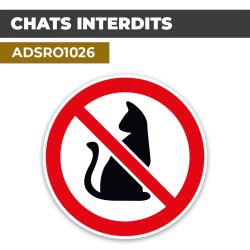 Autocollant | ANIMAUX INTERDITS Chat | Format Rond